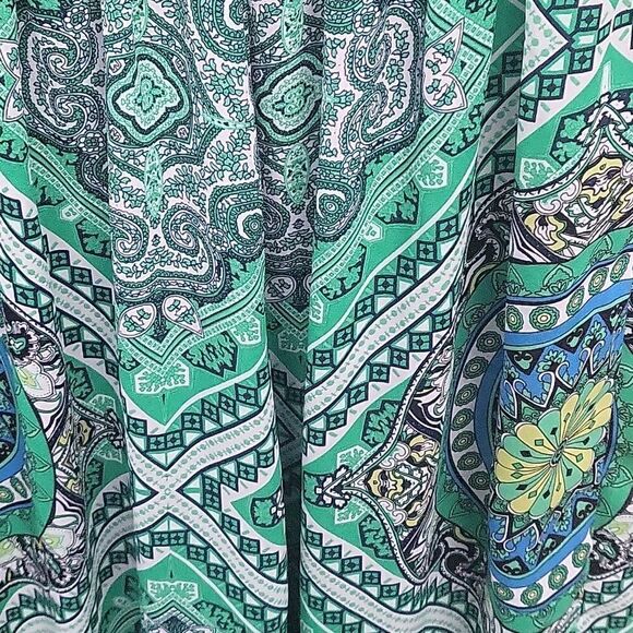 green  abstract wide legs pants - Picture 2 of 6